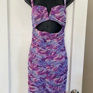 Purple and Pink Ruched Women's Dress